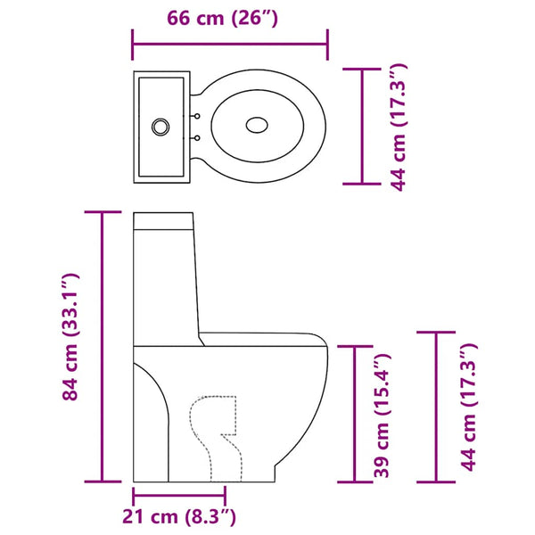 Keraaminen WC-istuin pyöreä alapuolinen veden virtaus musta