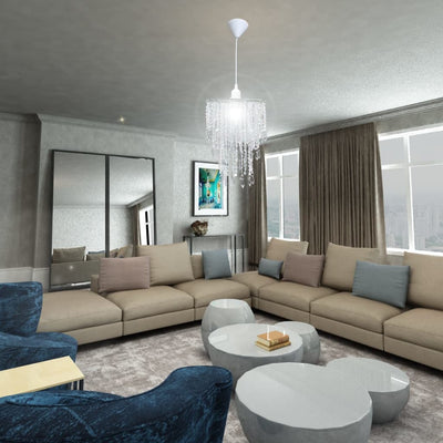 Kristallinen riippuva kattokruunu Damarcus 22,5x30,5cm