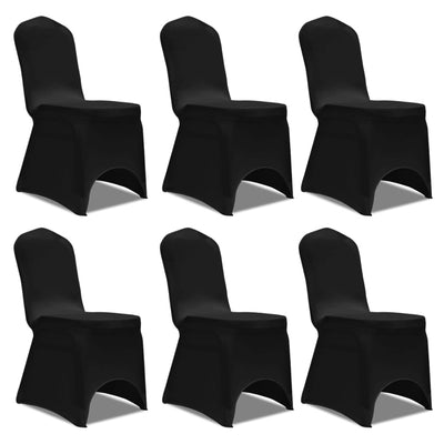 Tuolinpäälliset Stretch Musta 6 kpl