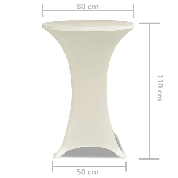 Seisovan Pöydän Päällyste Ø 80 cm Kermanvärinen Stretch 2 kpl