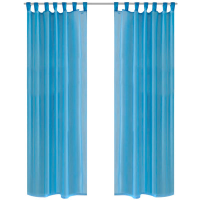 Turkoosit Sheer Verhot 140 x 225 cm 2 kpl