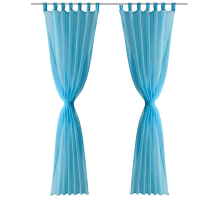 Turkoosit Sheer Verhot 140 x 225 cm 2 kpl