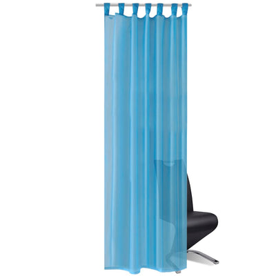 Turkoosit Sheer Verhot 140 x 225 cm 2 kpl