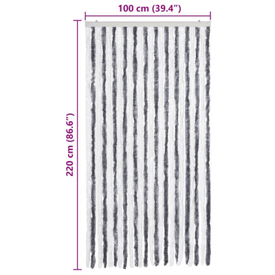 Harmaa ja valkoinen hyönteisverho Septilici 100x220cm (chenille)