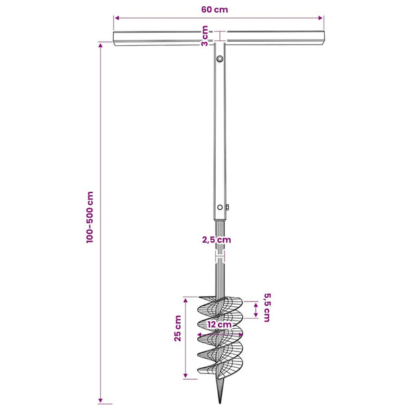 Maapora Kahvalla 120 mm ja Jatkeella 5 m Teräs