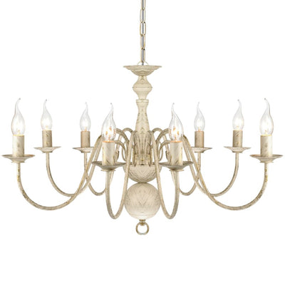 Antiikinvalkoinen kattokruunu Marianu (metalli 8 x e14 polttimot)