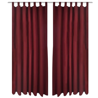 Bordeaux Mikro-Satiini Verhot Lenkeillä 2kpl 140 x 225 cm