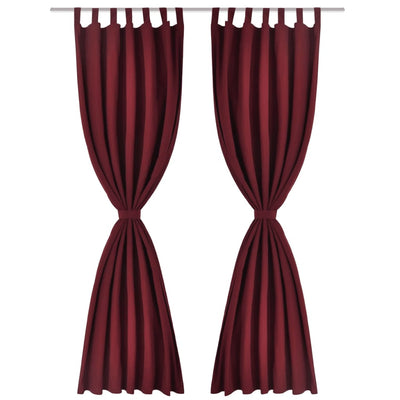 Bordeaux Mikro-Satiini Verhot Lenkeillä 2kpl 140 x 225 cm