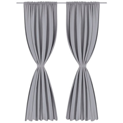 130376 2 pcs Grey Slot-Headed Blackout Curtains 135 x 245 cm