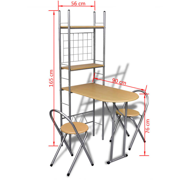 Kokoontaitettava aamiaiskalusteryhmä Siuca (2 tuolilla)