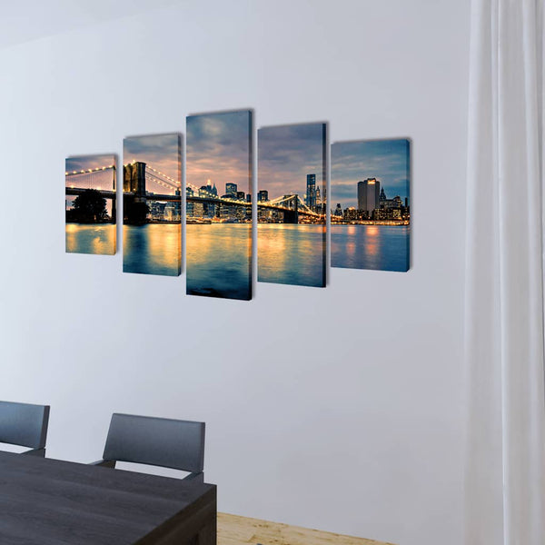 Taulusarja Brooklynin Silta Jokimaisema 100 x 50 cm