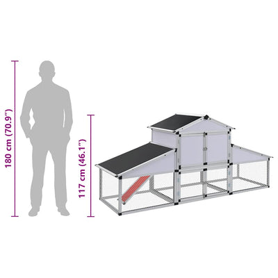 Alumiini kanahäkki aitauksella ja pesälaatikolla Madi