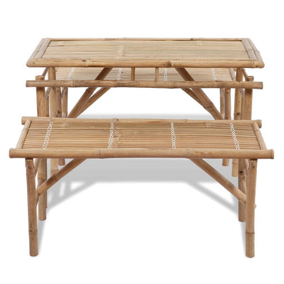 Olutpöytä 2:lla penkillä 100 cm bambu
