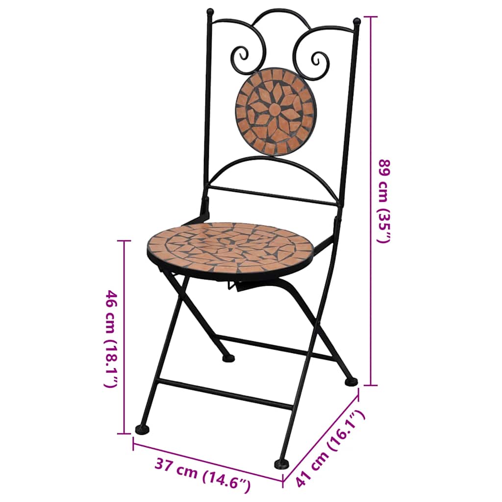 Keramiikka kokoontaitettavat bistrotuolit Deasia (2 kpl terrakotta)