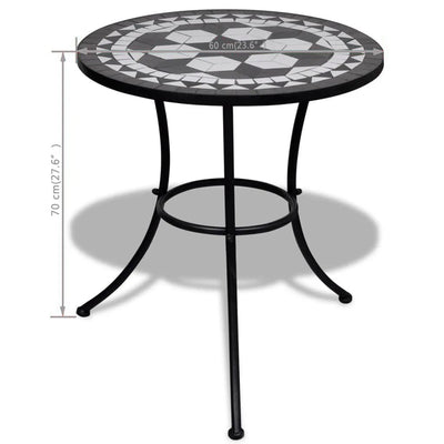 Bistropöytä musta ja valkoinen 60 cm mosaiikki