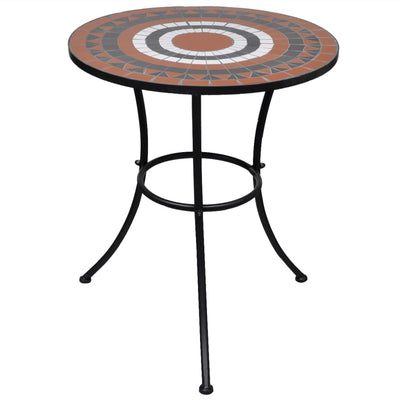 Bistropöytä terrakotta ja valkoinen 60 cm mosaiikki