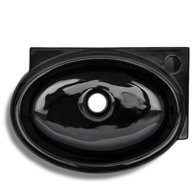 Keraaminen Kylpyhuoneen Pesuallas Hanareiällä Musta Pyöreä