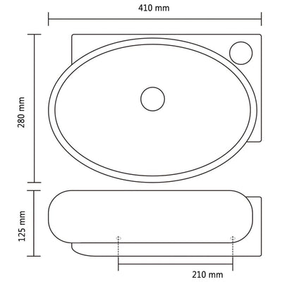 Keraaminen Kylpyhuoneen Pesuallas Hanareiällä Musta Pyöreä