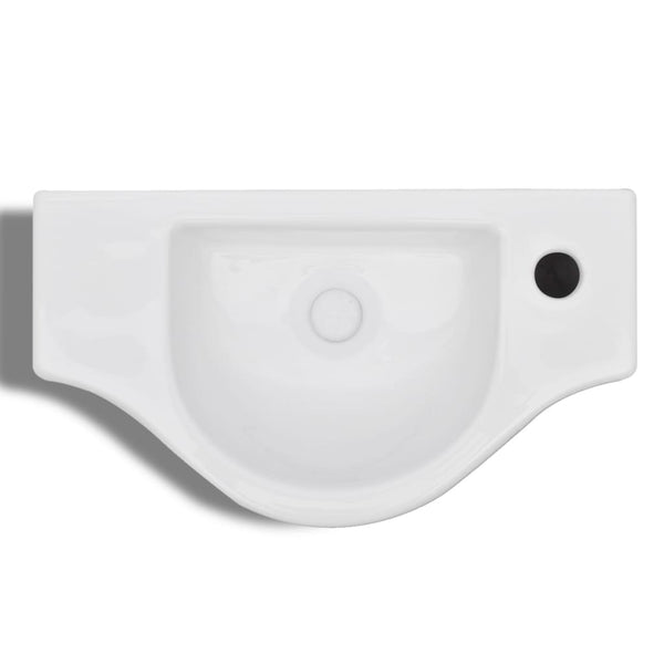 Valkoinen keraaminen pesuallas Bruma (hana-aukolla)