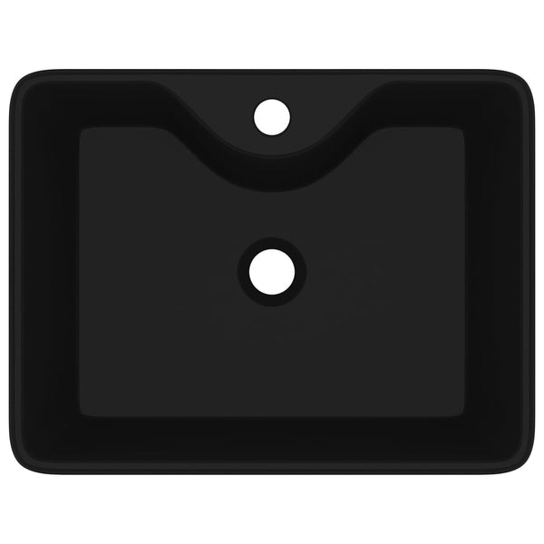 Musta keraaminen kylpyhuoneen pesuallas hanareiällä Boldis (neliö)