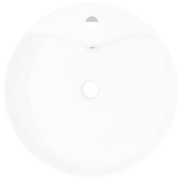 Valkoinen keraaminen pesuallas Isar (hana-/ylivuotoaukolla kylpyhuone pyöreä)