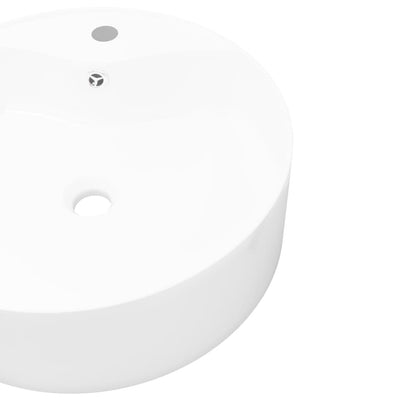 Keraaminen Pesuallas Hana-/Ylivuotoaukolla Kylpyhuone Valkoinen Pyöreä