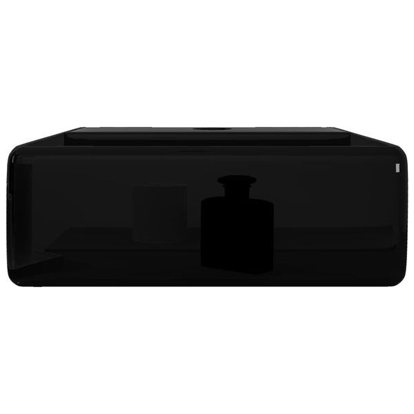 Musta keraaminen kylpyhuoneen pesuallas hanareiällä Laisha (neliö)