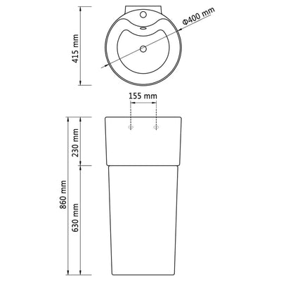 Keraaminen Seisova Kylpyhuoneen Pesuallas Hanareiällä Musta Pyöreä