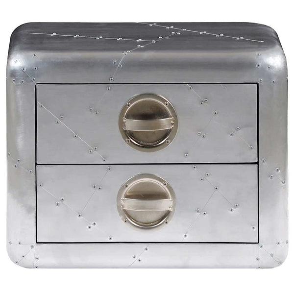 Lentäjän päätypöytä Giorgieta (2 laatikolla vintage ilmailutyyli)