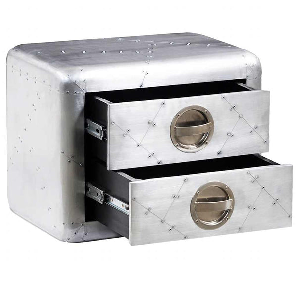 Lentäjän päätypöytä Giorgieta (2 laatikolla vintage ilmailutyyli)