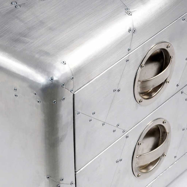 Lentäjän päätypöytä Giorgieta (2 laatikolla vintage ilmailutyyli)