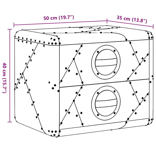 Lentäjän päätypöytä Giorgieta (2 laatikolla vintage ilmailutyyli)