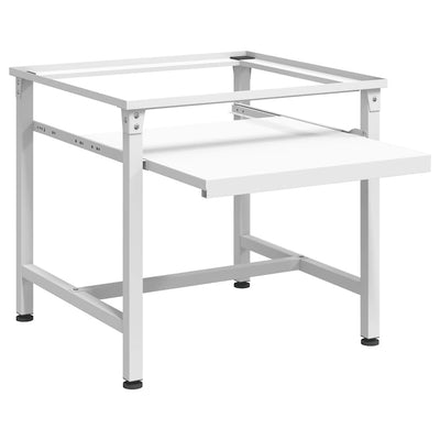 Valkoinen pesukoneen korokejalusta vetohyllyllä Lumperdean