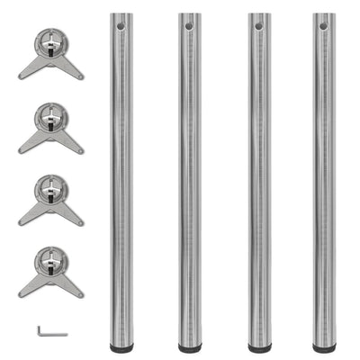 4 Korkeussäädettävää Pöydän Jalkaa Harjattu Nikkeli 870 mm