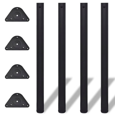 4 Korkeussäädettävää Pöydän Jalkaa Musta 870 mm