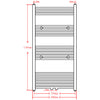 Kylpyhuoneen keskuslämmityspyyheteline harmaa suora 600 x 1160 mm