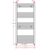 Kylpyhuoneen keskuslämmityspyyheteline harmaa kaareva 500 x 1160 mm