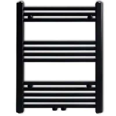 Kylpyhuoneen keskuslämmityspyyheteline musta suora 600 x 764 mm