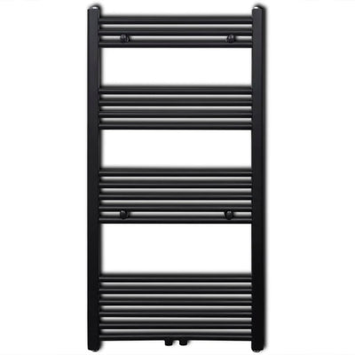 Kylpyhuoneen keskuslämmityspyyheteline musta suora 600 x 1160 mm