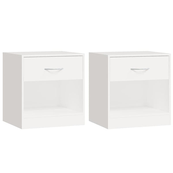 Valkoinen yöpöytä 1 vetolaatikolla Ludi (2 kpl)