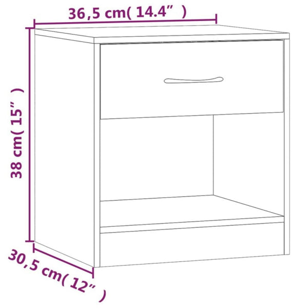 Valkoinen yöpöytä 1 vetolaatikolla Ludi (2 kpl)