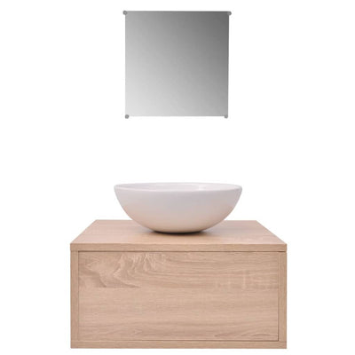 Kolmeosainen Kylpyhuoneen Kaluste- ja Pesuallassarja Beige