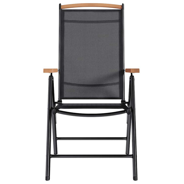 Musta taitettavat puutarhatuolit Sidea (2 kpl alumiini ja textilene)