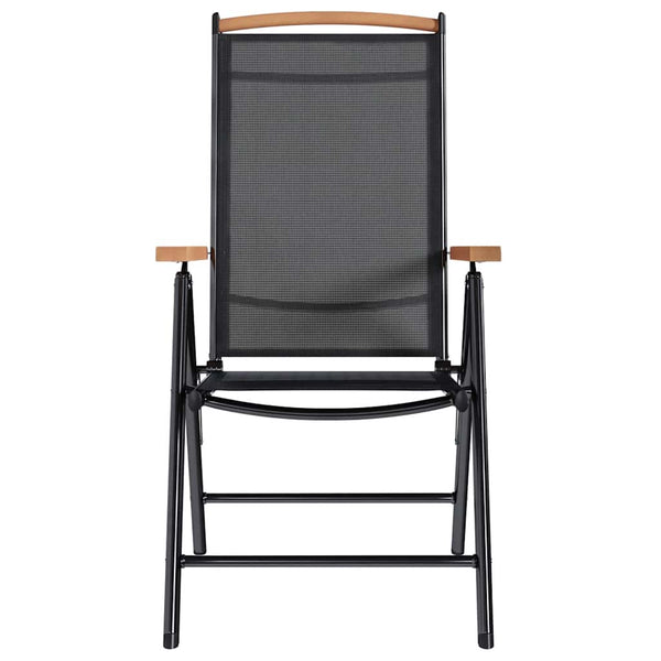 Musta taitettavat puutarhatuolit Sidea (4 kpl alumiini ja textilene)