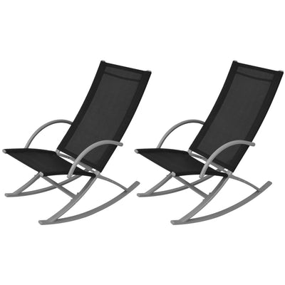Keinutuolit 2 kpl teräs ja textilene musta