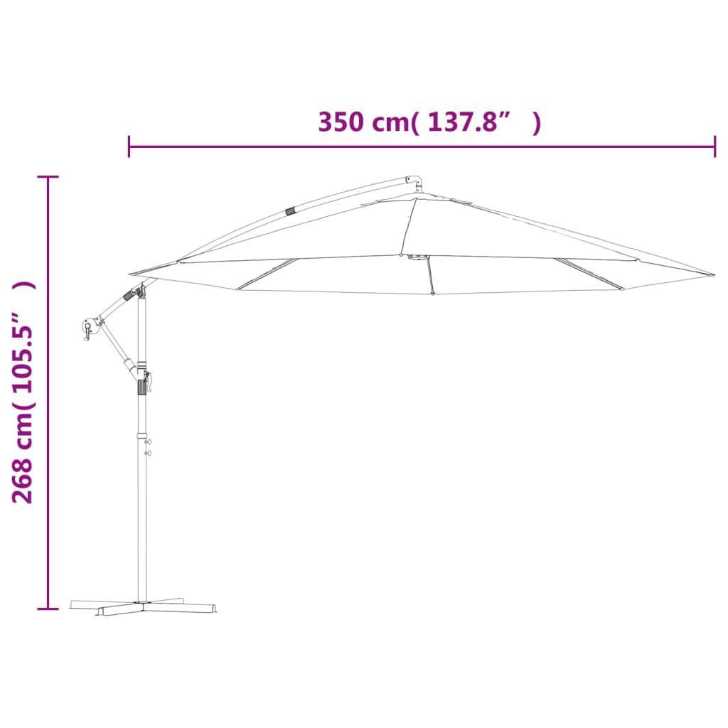 Aurinkovarjo cantilever 3,5 m Vihreä