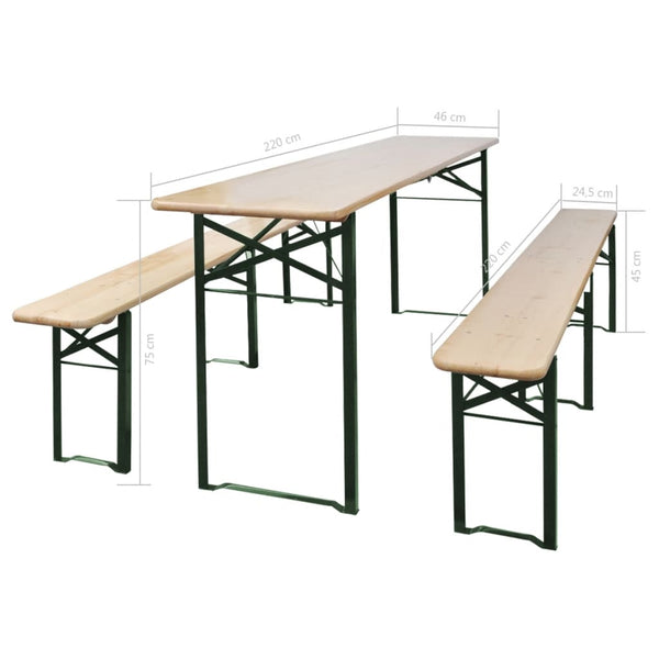 Kokoontaittuva olutpöytä ja 2 penkkiä 220 cm kuusi