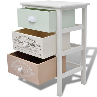 Ranskalaistyylinen säilytyskaappi Niga (3 vetolaatikolla puu)