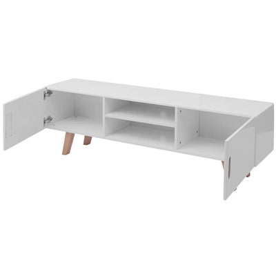 TV-taso MDF 150 x 35 x 48,5 cm korkeakiilto valkoinen
