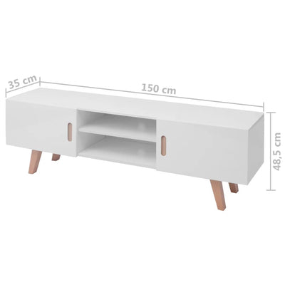 TV-taso MDF 150 x 35 x 48,5 cm korkeakiilto valkoinen
